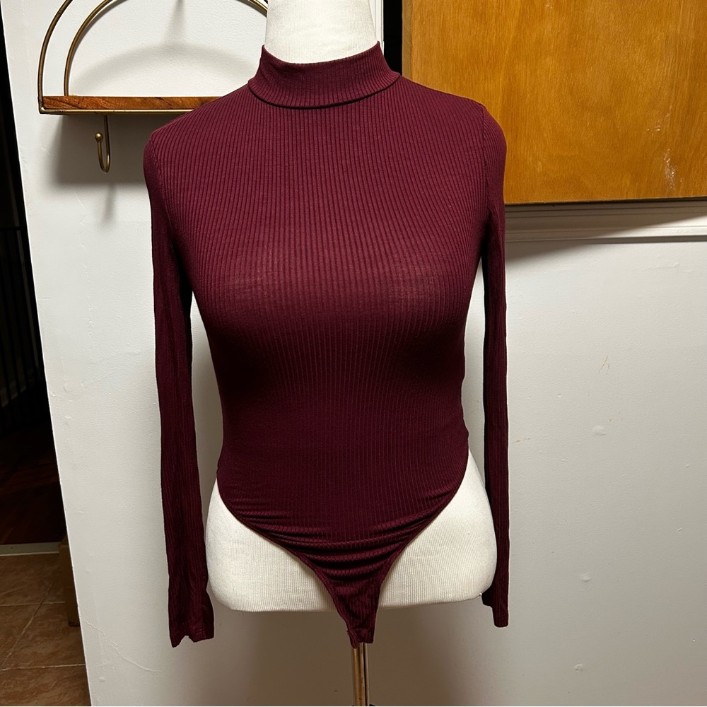 Burgundy Turtleneck Bodysuit